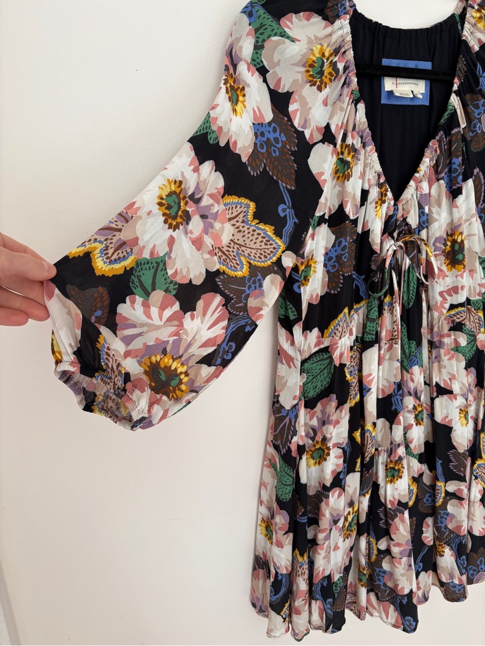 Beautiful Anthropologie painted floral mini dress in small petite